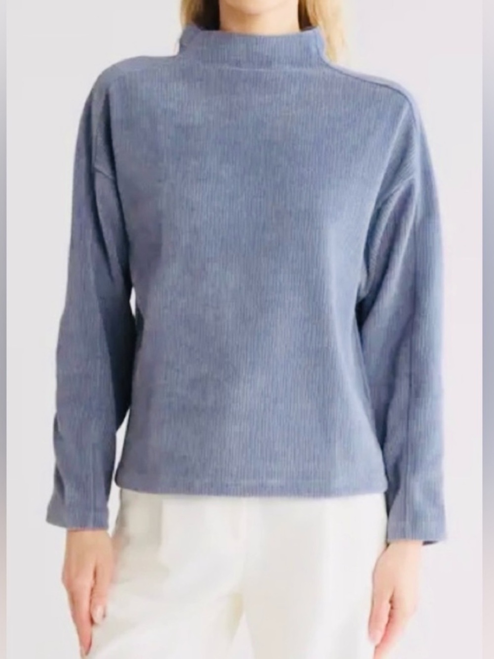 Madewell Striped Jacquard Funnelneck Top Teapot Blue